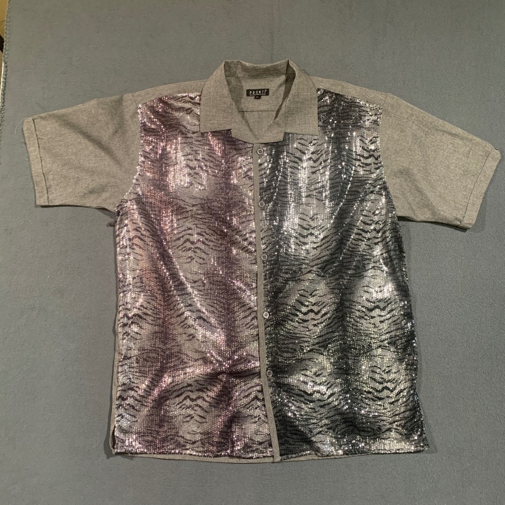Pronti‎ Collection Mens Sequin Shirt & Pants Set XL 40/34 Party Outfit - Picture 2 of 14
